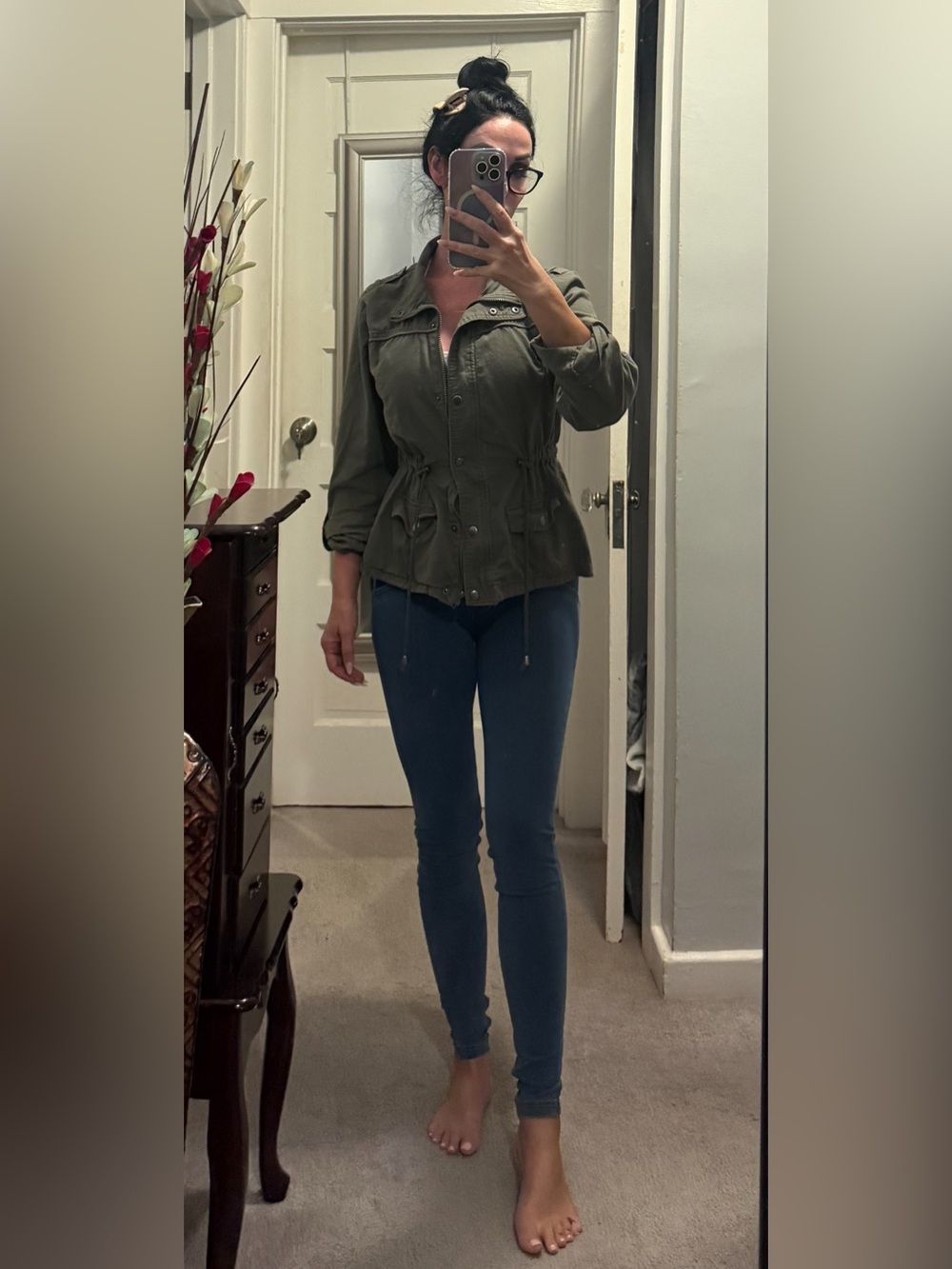 Ashley By 26 International Olive Utility Jacket with Drawstring Waist